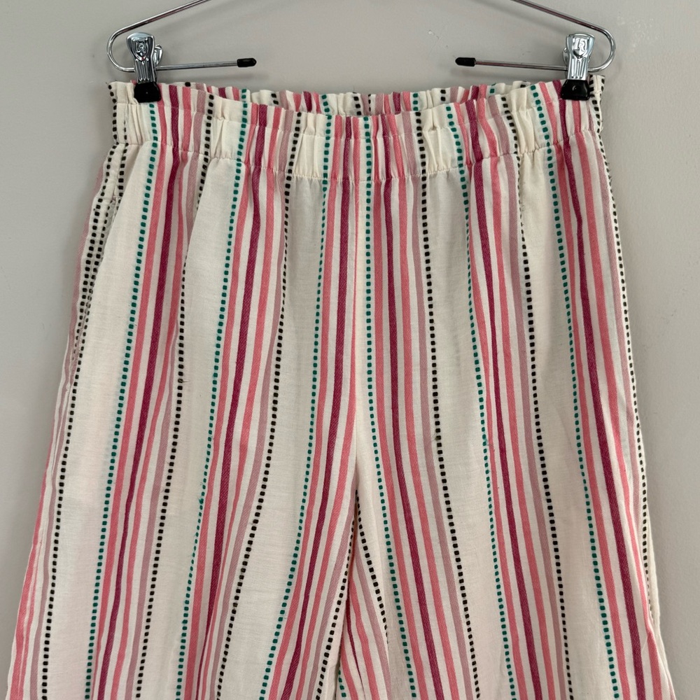 LOFT Beach Striped Pull-On Smocked Wide Leg Pants - Size M - Picture 2 of 9